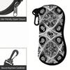 2D-Monochrome Geometric Floral Pattern Sunglasses Case, Aesthetic Abstract Flower Art Eyewear Pouch, Protective Zipper Glasses Case for Women Men Trav