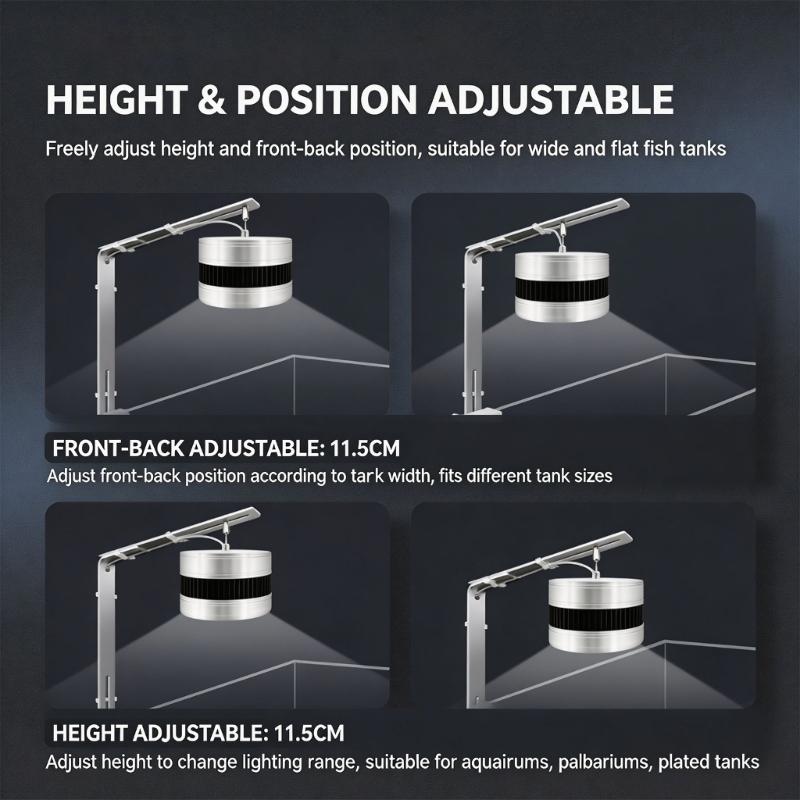Aluminum Fish Bowl Light Stand 40cm cistern Lamp Hold grip 20cm Easy arrange And Direction Control