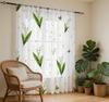 Digital Printing Sheer Curtain, Lily of the Valley Butterfly Pattern, Fresh Spring Natural Botanical Pastoral Decor