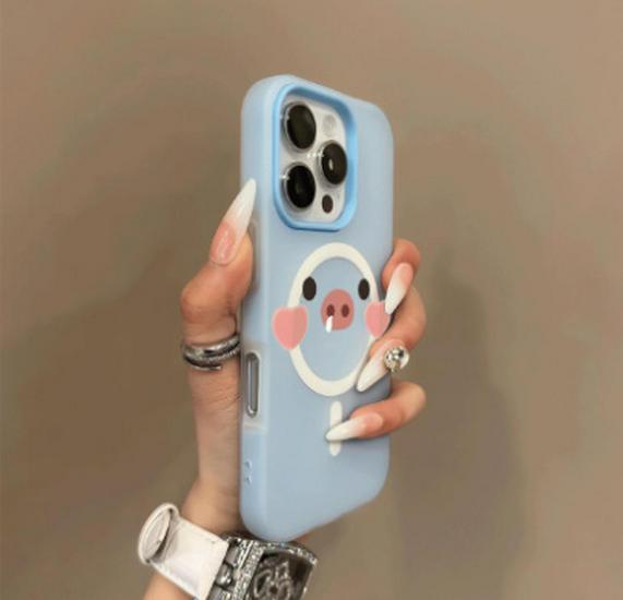 

Magnetic Snot Pig Case for iPhone 17 Pro Max to 13 - Cute Jelly Cartoon Style 15 Pro