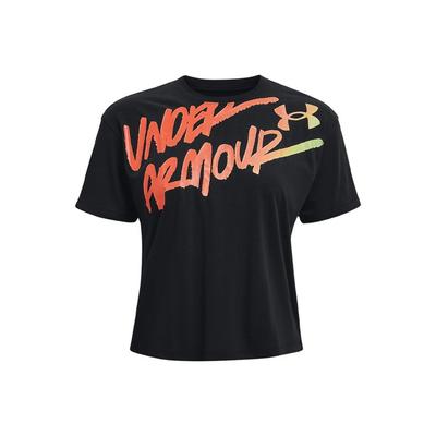 Under Armour Gradient Letter Print Loose T-Shirt Women Tops Black 1366006-001