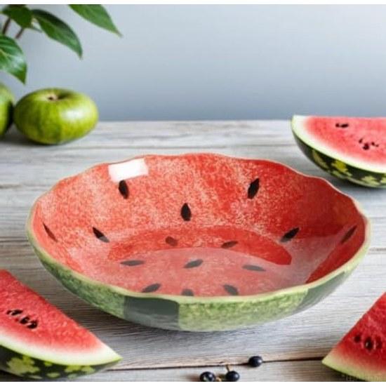 Japanese Tableware Underglaze Painting Watermelon Design Donburi Rice Bowl Cup Hand-painted Ceramic Art Style Cute Stylish Cafe Dinnerware Microwave
