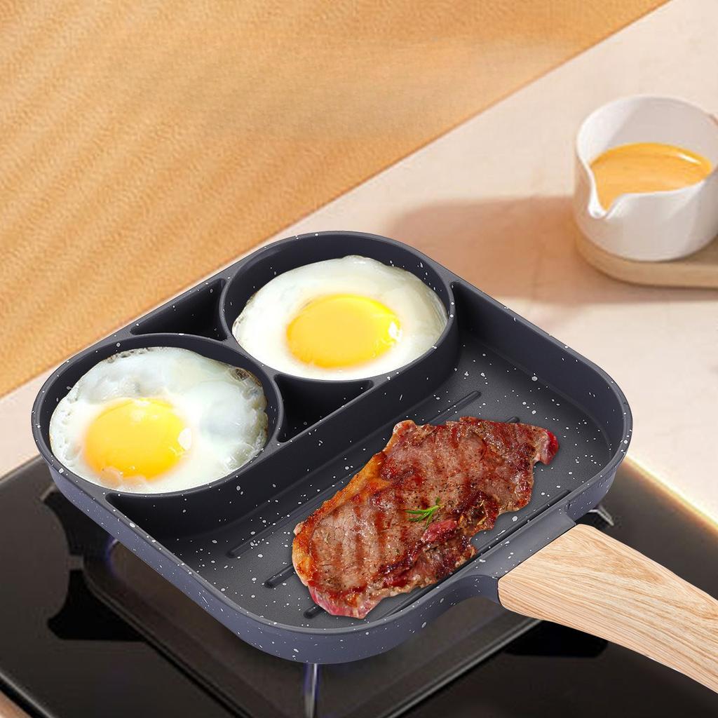 Maifanshi Four Hole Frying Pan Flat Bottomed Non Stick Steak Cooking Pots Egg Frying Pan Multifunctional Kitchens Accessories