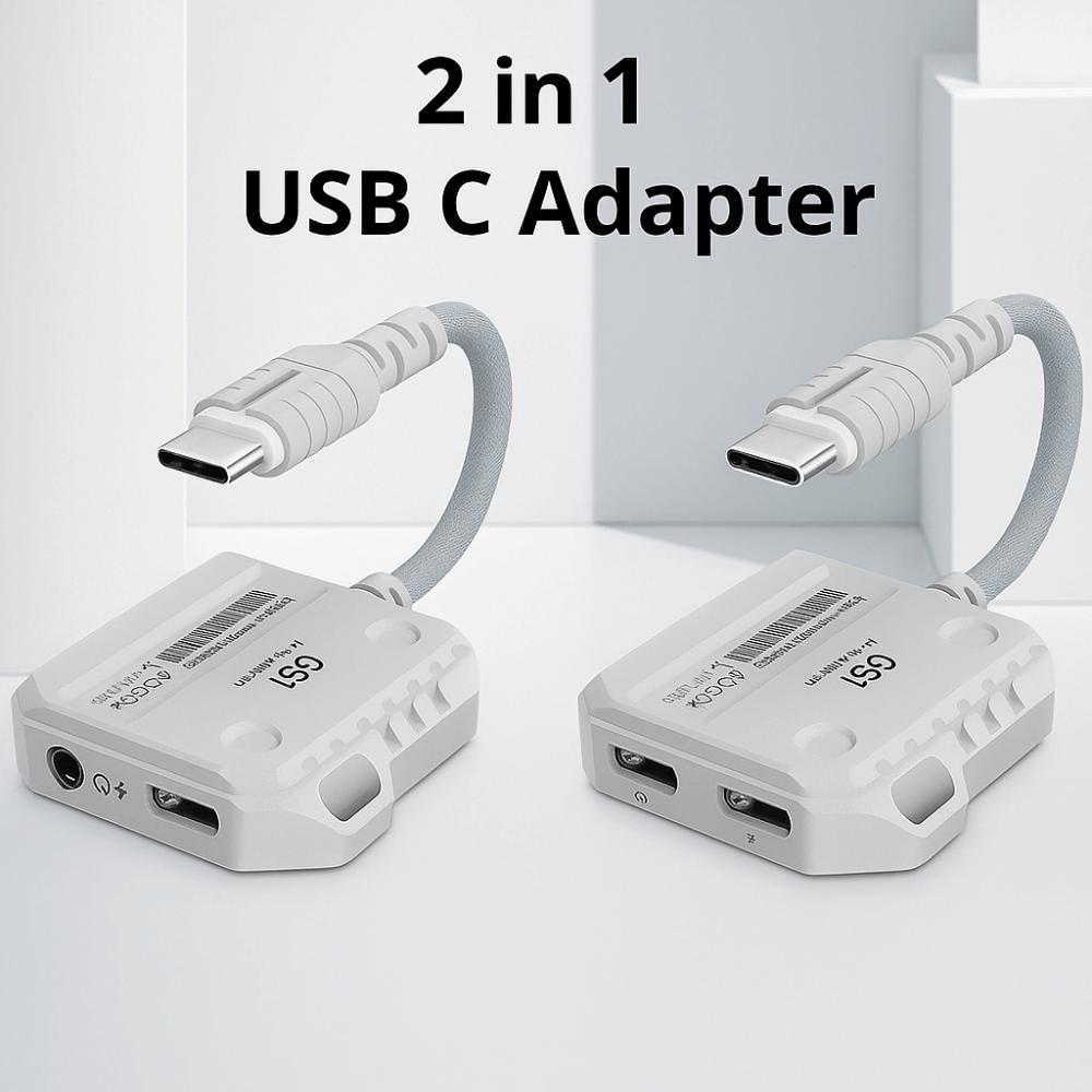 Type-C Interface 2 in 1 USB C Adapter 3.5MM Audio Adapter  Digital Accessories