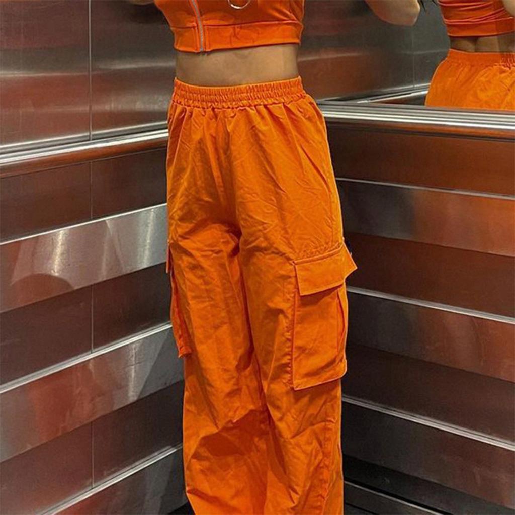 Pantalones cargo holgados de cintura baja para mujer, pantalones holgados con bolsillo, ropa de calle Hippie Punk