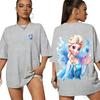 2026 Summer Frozen Elsa Pattern Tshirt Parentchild Suit Cotton Highquality Loose Short Sleeve Unisex Soft Tee Top