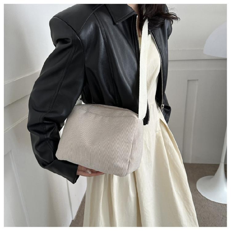 Contemporary Corduroy Sling Bag for Ladies Versatile Shoulder Bags with Zipper