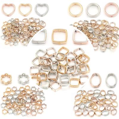 100 Stück 5 Stile Hohlrahmen Umwickelte Perlen CCB Mehrform Perlenverbinderringe für Schmuckherstellung DIY Armband Halskette Zubehör