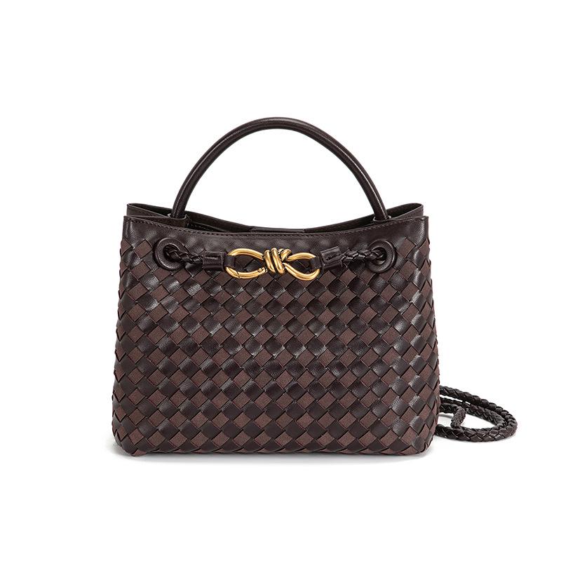 Woven Metal Rope Buckle Multi-Use Tote: Large Capacity Handbag & Crossbody Bag