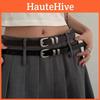 Elegant Korean Style Women's Thin Belt With Dual Ring Metal Buckle For Fashion