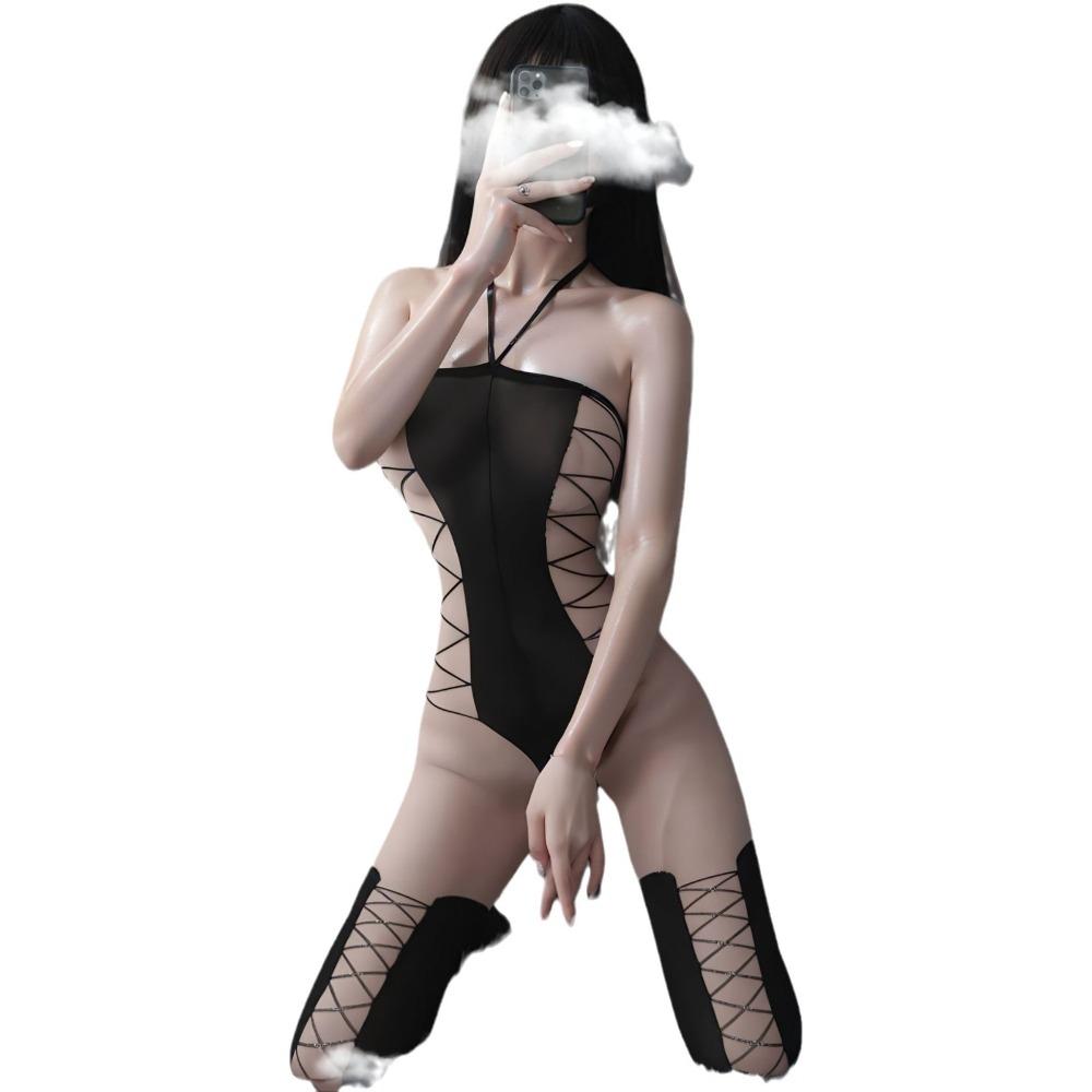 Sexy Underwear Sexy Stockings Onesie Uniform Temptation Open Jacquard Neck Free Onesie Stockings Suit Women