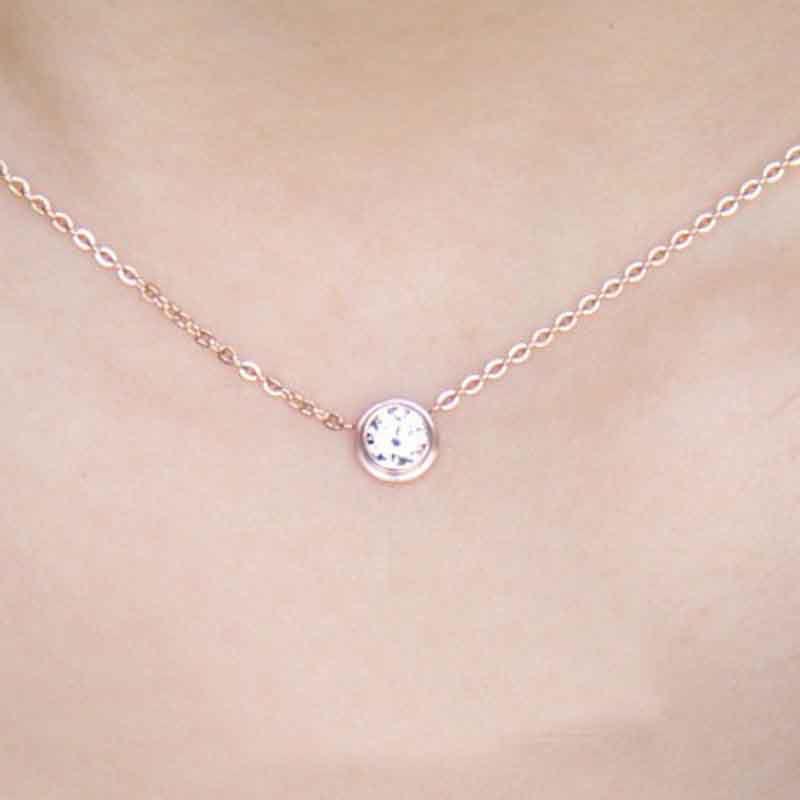 Exquisite Rose Gold Plated Rhinestone Clavicle Chain Pendant For Women