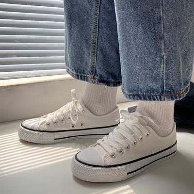 New Canvas Shoes Female Student White Shoes Korean Version Women's Shoes Couple Low-top Flat Men's Shoes Casual Board Shoes