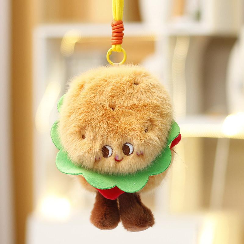 Plush Food Toy Sandwich Hamburger Hotdog Cute Bag Charm For Girls