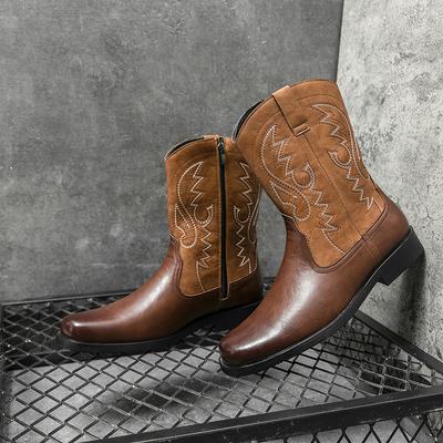 Western-Cowboystiefel, bestickte Lederschuhe, hohe britische Reitstiefel für Herren, hochwertige, lässige Lederstiefel für Herren