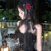 Velo de Encaje de Novia Fantasma de Halloween con Mini Sombrero de Copa de Rosa