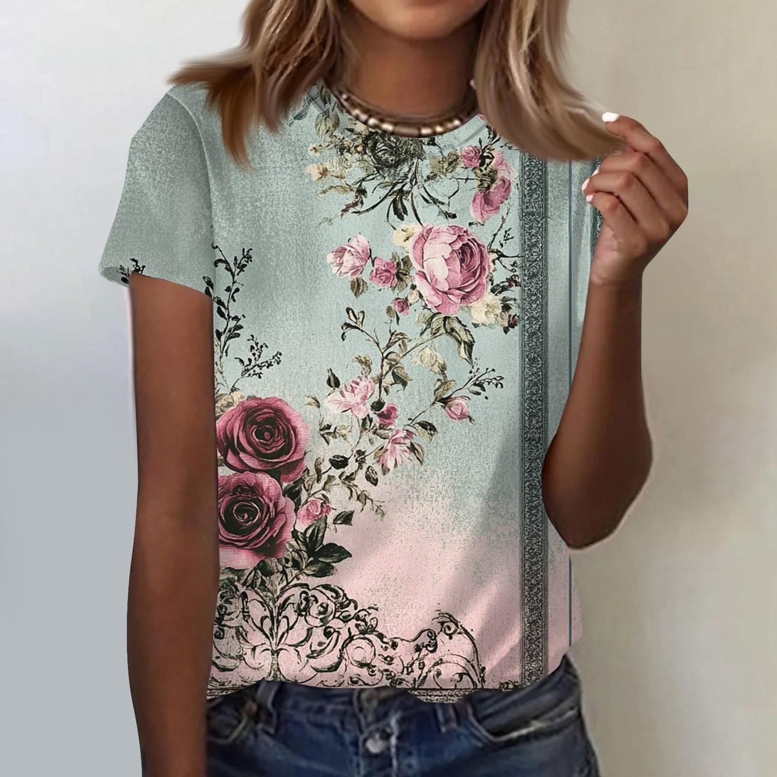 

Женская повседневная свободная футболка с принтом, круглый вырез, пуловер, короткий рукав, топ XXXL