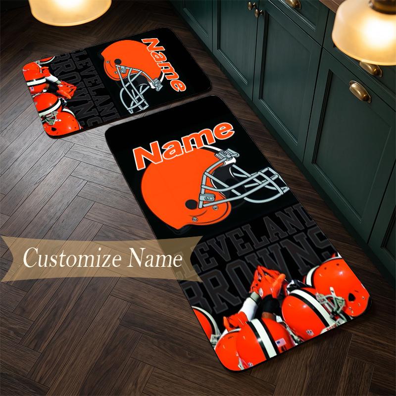 Cleveland Browns (1) Customize Name Flannel Kitchen Mat Soft Non-Slip Kitchen Floor Runner Rug for Home Kitchen Decor