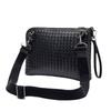 Mens Genuine Leather Woven Handheld Crossbody Bag Daily Commute Black Gray Navy Coffee Beige