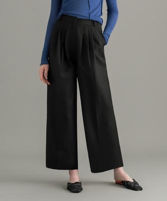 DENIVEL Pintuck Wide Pants (Black)