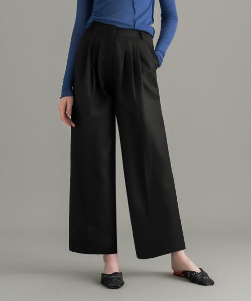 DENIVEL Pintuck Wide Pants (Black)