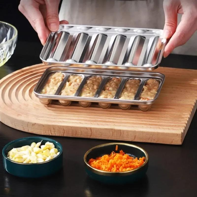 DIY304 Stainless Steel 6-in-1 High-temperature Resistant Sausage Making Mold, Baby Food Supplement, Pastry, Kitchen Accessories