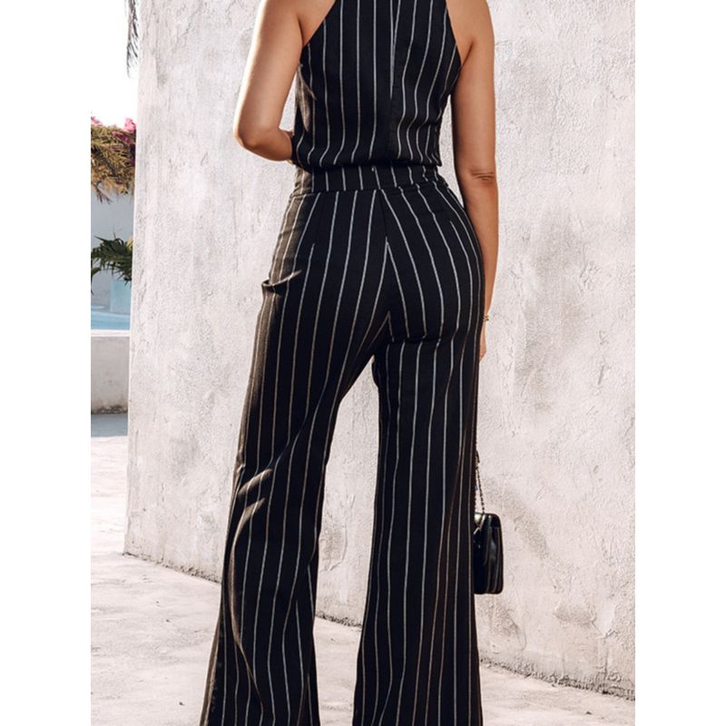 European and American Stripe Vest Pants Fashion Set Temperament Fashion Suit with Vest and Pants