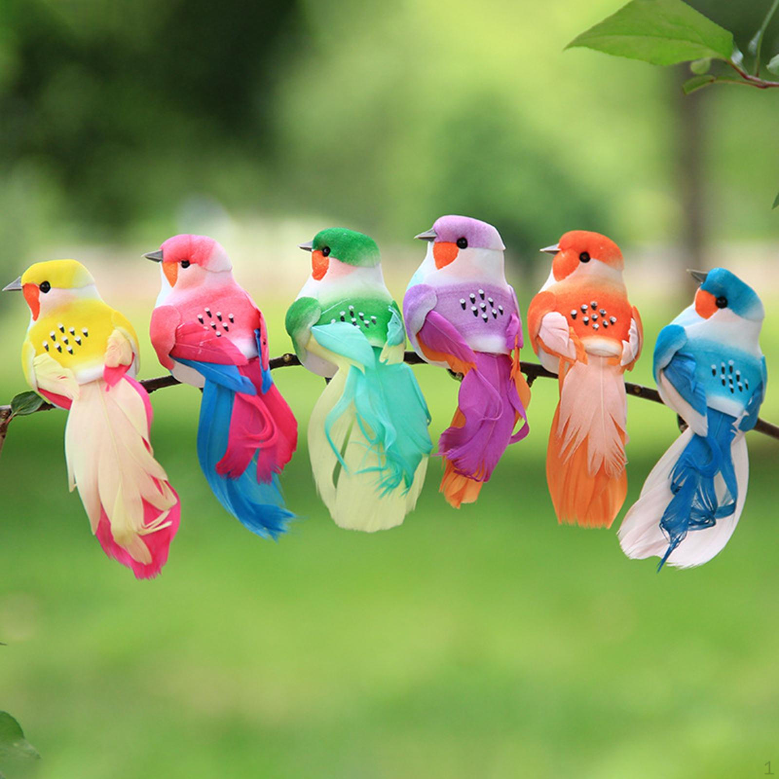 

6 Pieces Artificial Birds Tree Ornaments Foam Feather Floral Arrangements Simulation Bird