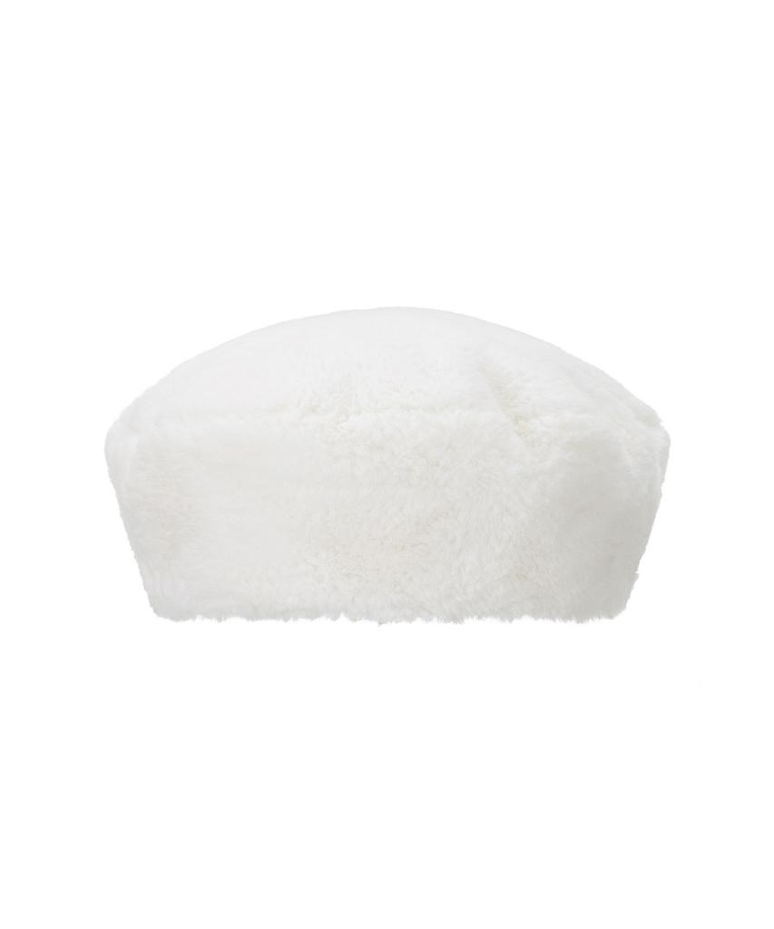 Bajal Va Square Studded Fur Beret Ivory