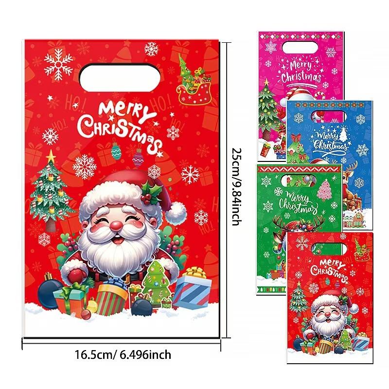 10/25/50Pcs Christmas Gift Bags Christmas Party Decoration  Xmas Santa Claus Snowman Cute Hand Bags New Year Gift