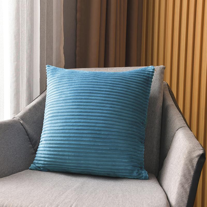 Soft Striped Home Decorative Throw Pillow Covers, Square Corduroy Cream Cushion Cases