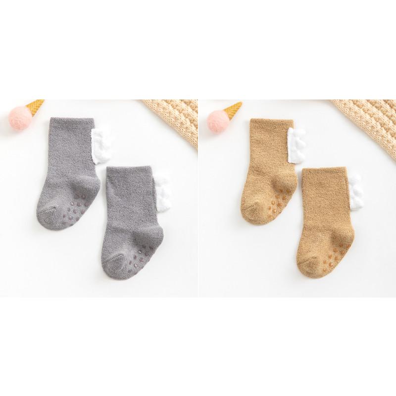 2Pairs Lovely Cute Cartoon Dinosaur Kids Baby Socks Girl Boy Non-slip Floor Socks Animal Infant Soft Cotton Thick Warm Leg Socks