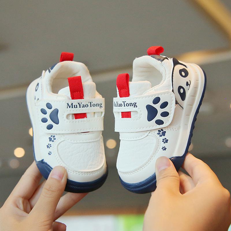 Babylaufschuhe mit weicher Sohle und Klettverschluss - Cartoon-Stil für Jungen und Mädchen, Frühling/Herbst