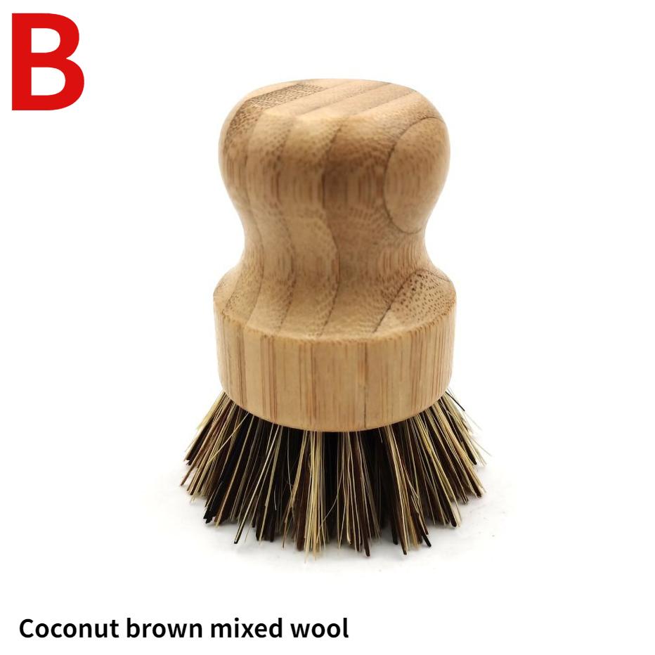 Bamboo Dish Scrub Brush Soap Dish Kitchen Wooden Dish Scrubber Cleaning Brush for Washing Dish Cast Iron Pan Pot