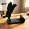 Artistic Desk Decorations Cute Black Cat Bookends, 3D Printed Silhouette Book Holder, Modern Organizer Creative Support for Office Home Decor