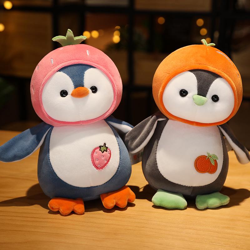 Large Fruit Penguin Pillow: Cute Antarctic Plush Toy for Bed, Huggable Sleeping Doll, Birthday Gift for Girls