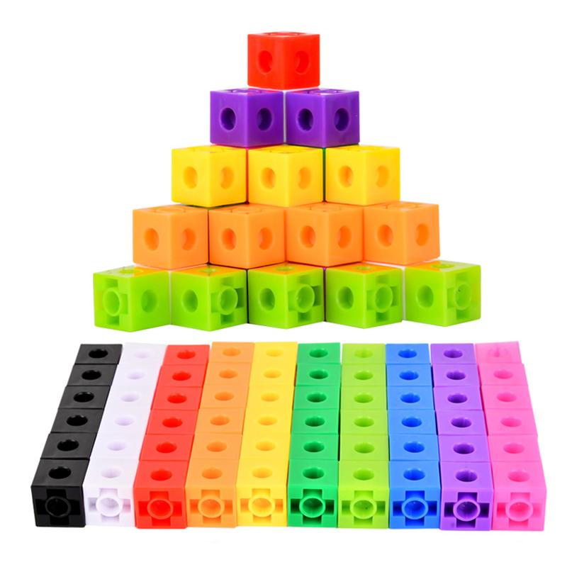 100Pcs Linking Cubes Math Manipulatives Montessori Toys For Kids Learning Classroom Supplies Teaching Educational