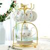 Countryside Ceramic Coffee Cup And Saucer Set Floral Tea Pot Design Afternoon Tea Cup for Party Home Drinking Wedding Gift
