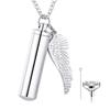 Pendant Necklace Swing-Open Stainless Design Pendant Necklace Steel Angel Wings Pet Hair Keepsakes
