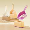 Cat Litter Scoop with Storage Base Long Handle Non-stick Slotted Litter Scooper Portable Poop Sifting