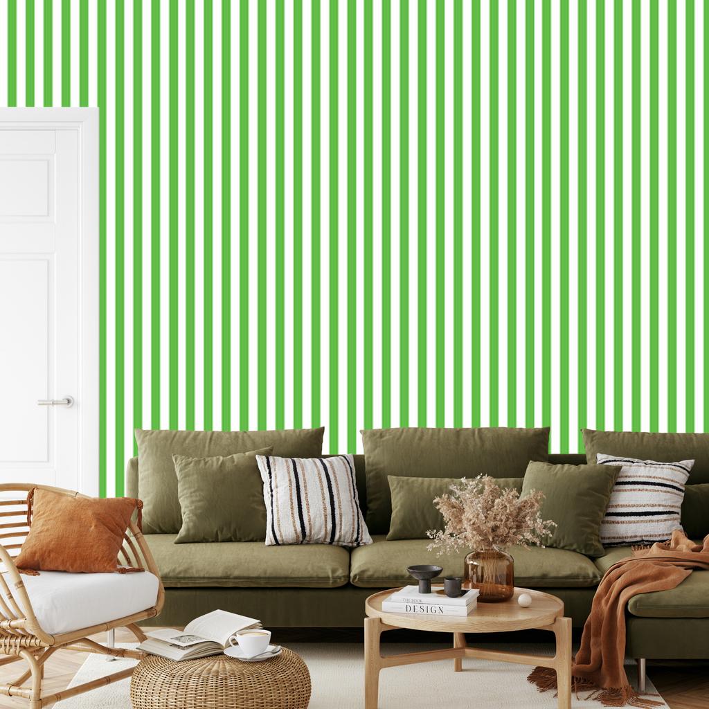 Green and white striped wallpaper for living room and bedroom 50x1000