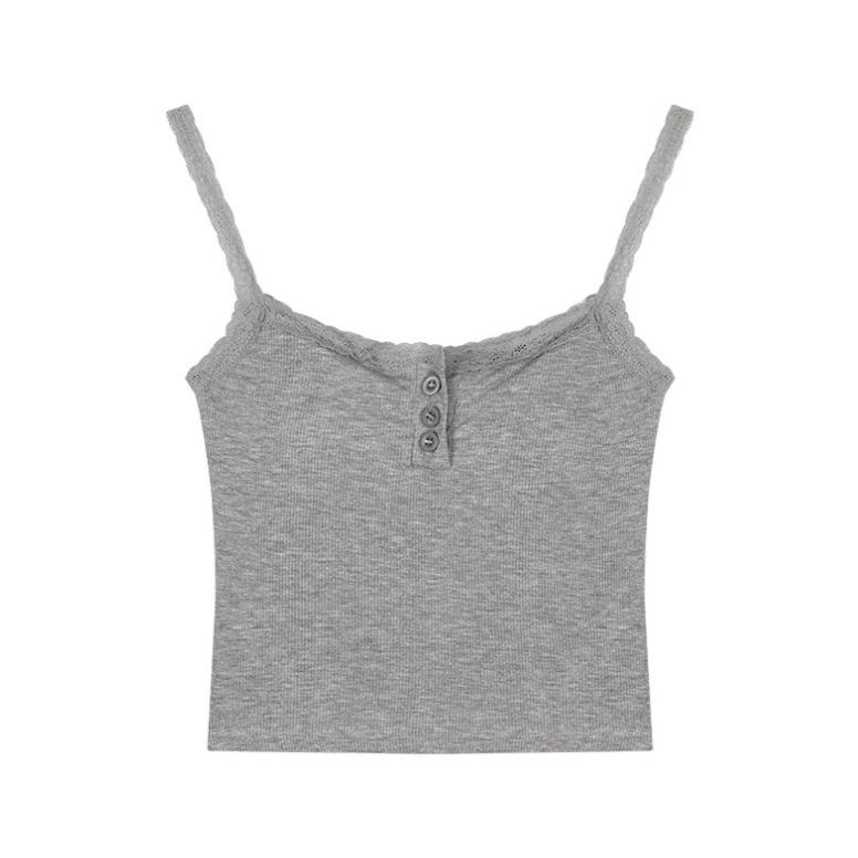 

Кружевной топ-майка для женщин - Летний сексуальный стиль горячей девушки с нагрудной подушечкой и облегающего кроя One Size