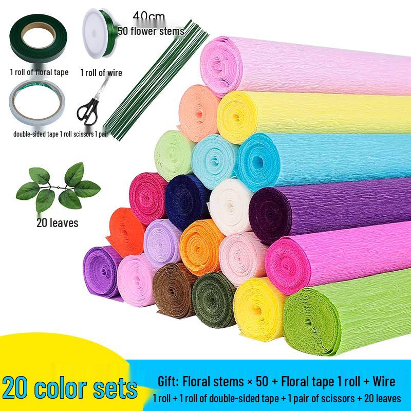 Thick Green Crepe Paper for DIY Handmade Floral Art and Rose Crafting
