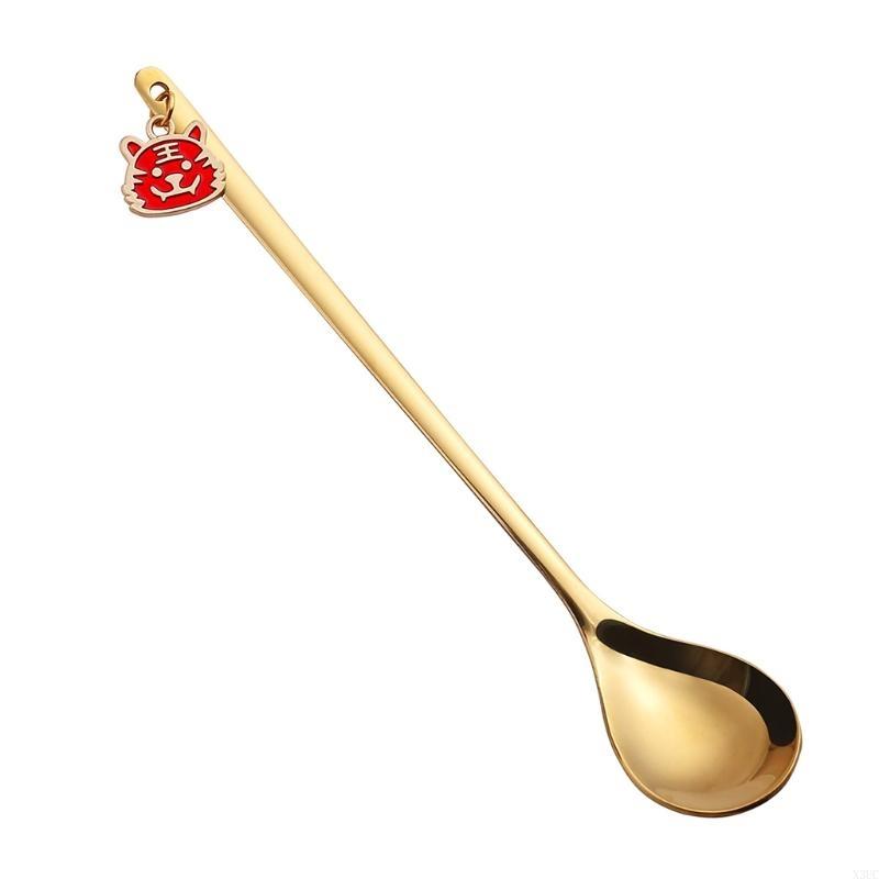 

Cartoon Charm Stainless Steel Spoon Fork Chinese New Year Tableware Gift X3UC