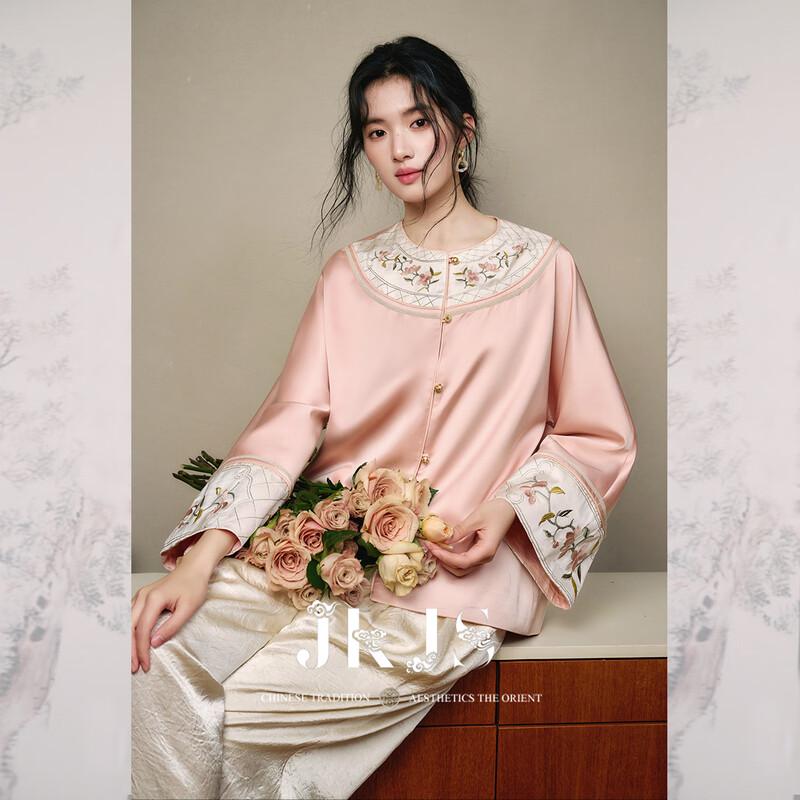 

JK&JS Satin Jacquard Embroidered New Chinese Style Women s Top L
