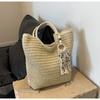 2025 new women's with fringed pendant woven fashion women's bag single shoulder tote bag large capacity bag