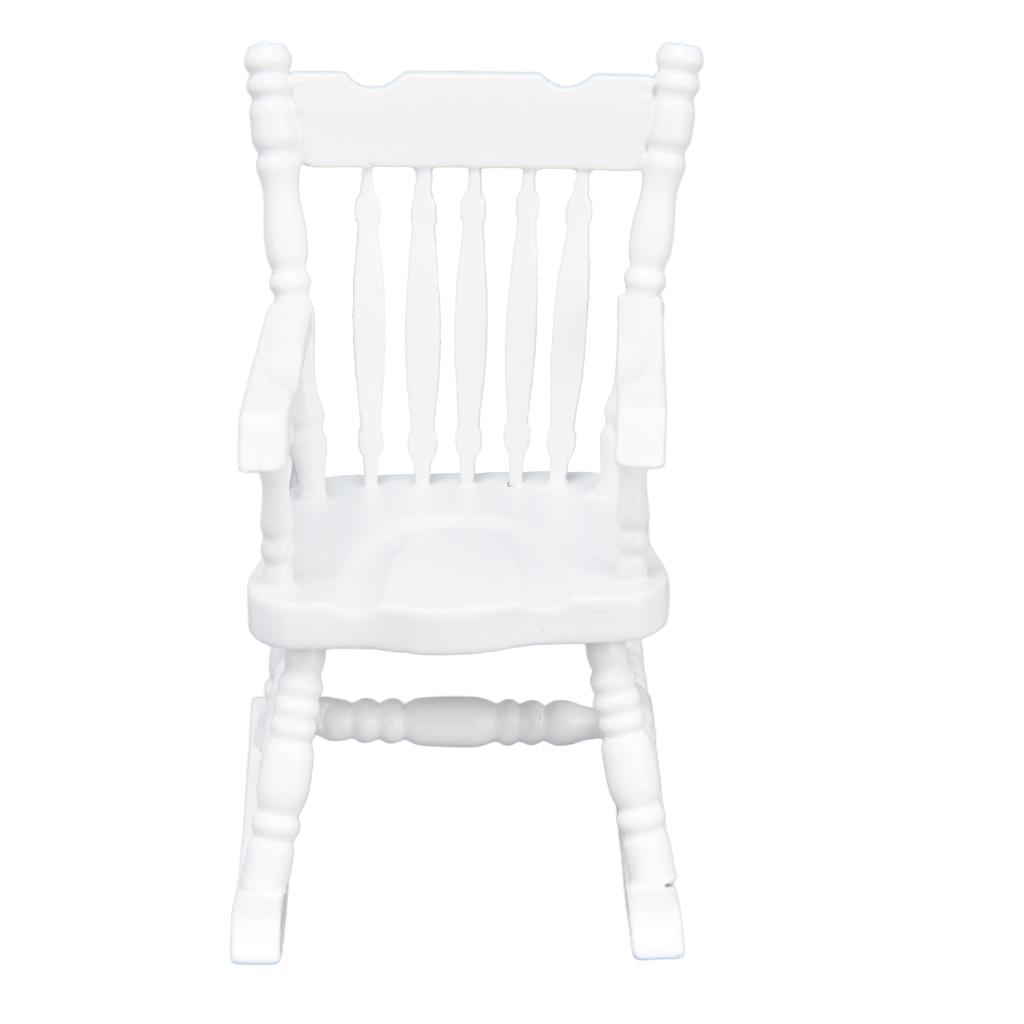 1:12 Dollhouse Chair Wood Doll House Miniature Rocking Chair White Mini Dollhouse Furniture