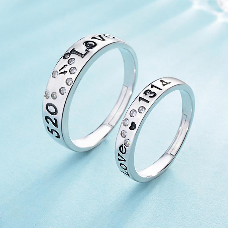 High-grade Fashion Trends Differences with Personalised Glitter and Lustre Ring Female Proposal Wedding Open Ring Couple Ring Jewellery