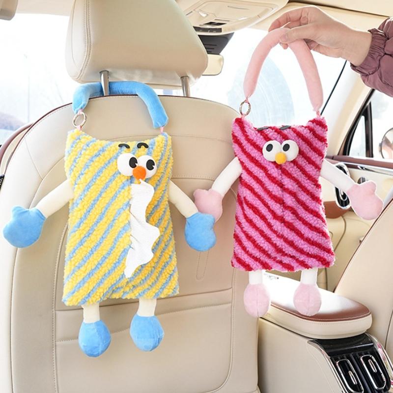 Car tissue box hanging cartoon monster Car seat back paper towel hanging bag Car paper box interior decoration supplies