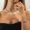 Luxury Charm Shiny Black Acrylic Diamond Choker Collarbone Necklace Bracelet Earrings Rings for Women Jewelry Accessories Gift